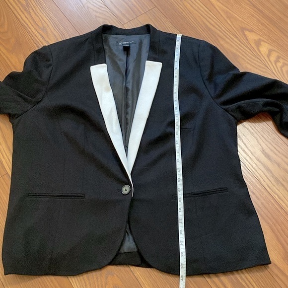 INC international concepts black & Ivory woman’s blazer fully lined knit plus - Picture 12 of 14